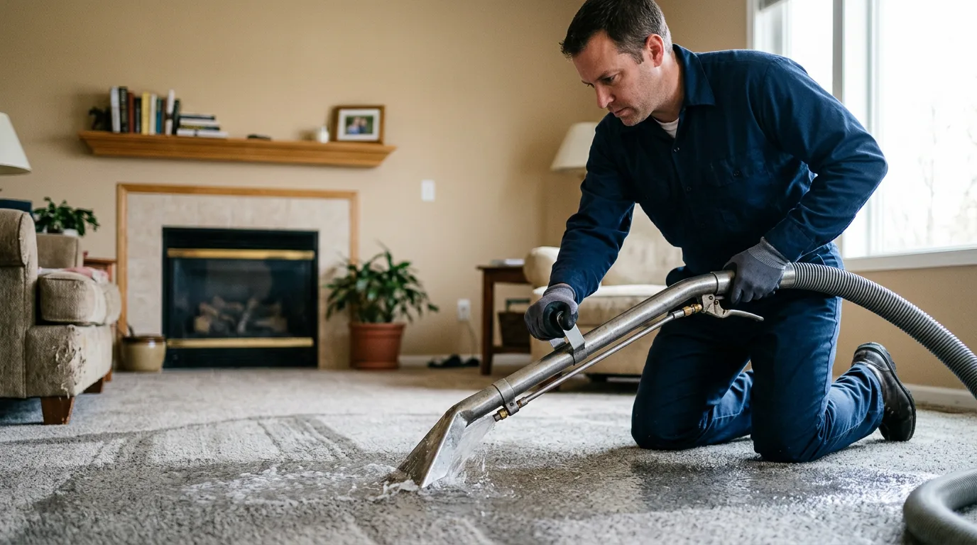 Water damage restoration technician working near Augusta, AR
